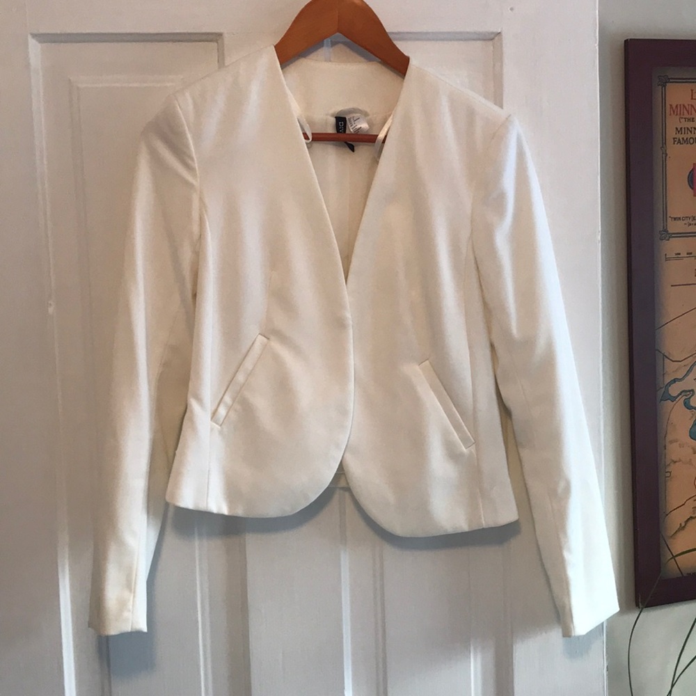 H&M white blazer with peplum size 6